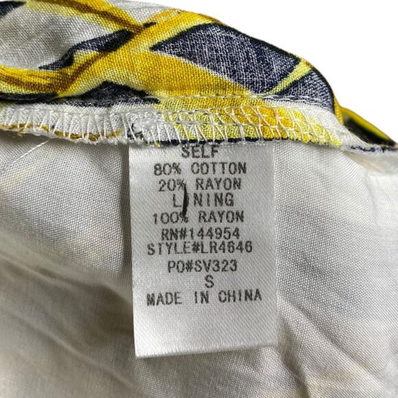 Luxxel Romper Leaf Print Yellow Black White Stripe Women's Size Small - Picture 12 of 12